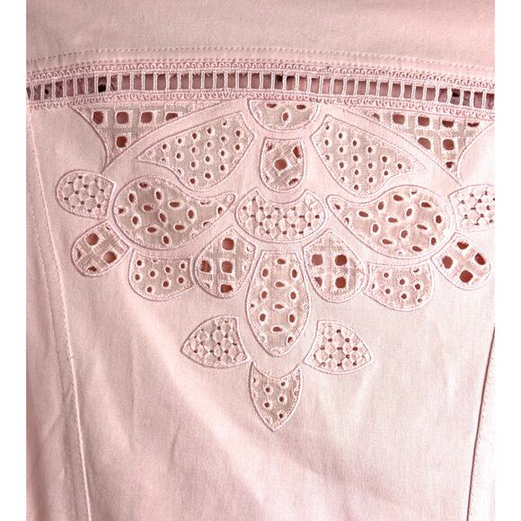 Per Se by Carlisle womens 2/4 Stephanie pink denim cutout Pant Jacket set NEW - Picture 13 of 13